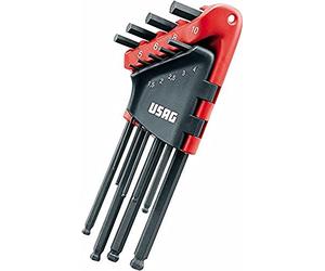 USAG 280 LTS/S9 Set of Nine Long Angled Hexagon Keys with Spherical Head