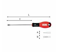 Usag U03220014 Screwdrivers for Slotted Screws 1.2X6.5X125 241mm