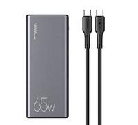 USAMS 65W Power Bank 30000Mah for iPhone, Laptop, MacBook, Tablet, Notebook, Samsung, Lenovo, HP, Acer and More 65W PPS Charger With 100W Type C Cable Super Fast Charging (Silver/Grey)