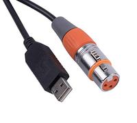 usangreen USB to DMX Control Cable RS485 Serial Converter Adapter FTDI XLR 3Pin Stage Lighting Device Cable (16ft, USB Black shell)