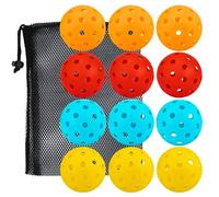 USAPA Approved Outdoor Pickleball Balls - 12 Pcs of 40-Hole Tournament-Ready Pickleballs with Mesh Bag | Hard Bounce and High Elasticity Pickle Ball Set in 4 Vibrant Colors