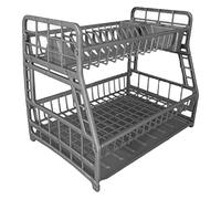 Usave 2 Tier Dish Drainer Drying Shelf Bowl Plate Stand Sink Kitchen Storage Tray (Silver)