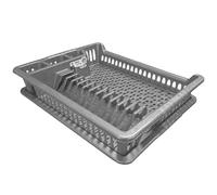 Usave Large Plastic Dish Drainer Plate Cutlery Rack with Drip Tray (Silver)