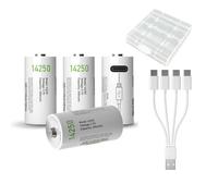 USB 14250 Lithium Ion Rechargeable Batteries, 3.7 V 300 mAh Rechargeable Batteries 1/2 AA Size Can Replace Batteries 3.6 Volt LS14250 ER14250 CR14250 Battery, Type C Charging Cable, Overcharge