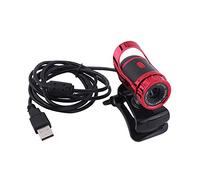 USB 2.0 0.Pixels Clipon Webcam Web Camera HD 360° Rotatable Stand Built-in Microphone PC Video Chat Streaming Silver Red (Red)