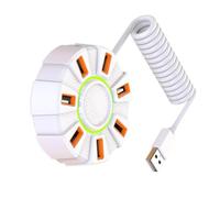 USB 2.0 7-Port Splitter with Dynamic Rainbow Lights, Fast Transfer & Desktop Power External Power Adapter for Stable Charging and Data Transfer on Desktop