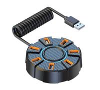 USB 2.0 7-Port Splitter with Dynamic Rainbow Lights, Fast Transfer & Desktop Power External Power Adapter for Stable Charging and Data Transfer on Desktop