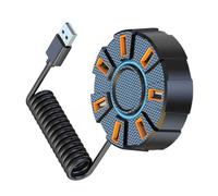 USB 2.0 7-Port Splitter with Dynamic Rainbow Lights, Fast Transmission and Desktop Power Supply, External Power Supply for Stable and Data Transfer on the Desktop