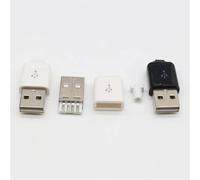 USB 2.0 A Male Assembly Adapter Connector Socket Black White 10Pcs