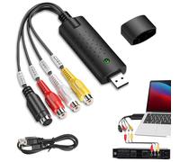 USB 2.0 Audio Video Grabber Converter USB Video Grabber Video Audio Converter Video Capture Adapter Analogue Digital Converter Video with Adapter for VHS/VCR/TV to DVD for Windows11/10/8/7/ Mac