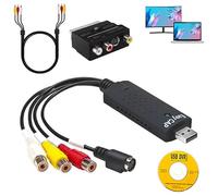 USB 2.0 Audio Video Grabber, VHS Digitizing, Mini DV Player, Video Cassette Digitizing Device for PC & Mac, Analogue to Digital Converter for VHS/DVD/VCR, Supports Windows 11/10/8/7