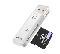 USB 2.0 Card Reader Fast Data Transfer for SD, and CF Cards, SD Card Reader Portable, Plug & Play, Memory Card Adaptor for Fuji and Olympus Cameras Compatible with Windows/Mac (White)