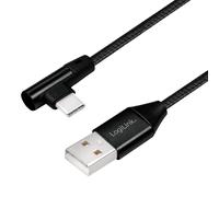 USB 2.0 Connection Cable USB Type A to USB Type C 90° Angled Black 1m 1m USB-A/U