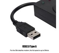 USB 2.0 Fax Modem, V.42bis/MNP5 Data 56k, for PC 98-10 | Data download to 56k, 14.4k fax speed, auto answer, group 3 fax protocols, 48k load
