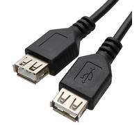 USB 2.0 Female to Female 24AWG High Speed Cable A Socket to Socket BLACK 1.6m