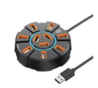 USB 2.0 Hub 10 Ports Multi Splitter Adapter with Light 120 cm Cable, 5Gbps High Speed USB Extension Data Transfer Expander for PC Laptop