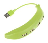 USB 2.0 Hub - 4 Port Desktop Cable | USB Distributor for Computers | ABS Material, Plug & Play, 480 Mbit/s, Compact 13.7 x 2.5 x 2.5 cm, Yellow Green, Portable and Durable