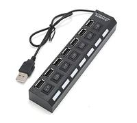 USB 2.0 HUB 7 Port Multiple Expander Hab Use Power Adapter With Independent Black/white Splitter Multi USB Computer PC Switch