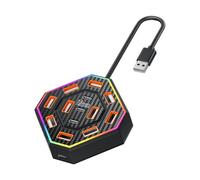 USB 2.0 Hub for Desks, 13 Port Layout with 10 USB a, 3 Type C Data Ports, Daily Device Use Hub Splitter Multi Port Desktop Laptop C Data Keyboard Storage Drive Desk Use