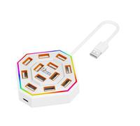 USB 2.0 Hub for Desks, 13 Port Layout with 10 USB a, 3 Type C Data Ports, Daily Device Use Hub Splitter Multi Port Desktop Laptop C Data Keyboard Storage Drive Desk Use