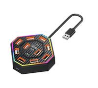 USB 2.0 Hub for Desks, 13 Port Layout with 10 USB a, 3 Type C Data Ports, Daily Device Use Hub Splitter Multi Port Desktop Laptop C Data Keyboard Storage Drive Desk Use