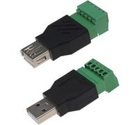 USB 2.0 Male to Female Adapter with 5-Pin Screw Terminal Block | Solderless Wire Connector | Nickel-Plated for Stable Signal | DIY Extension Cable Adapter | Data Transfer & Charging Compatible 2 Pack