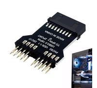 USB 2.0 Motherboard 9-Pin Header Extension | 19-Pin USB 3.0 to Double 9-Pin 2.0 Front Panel Adapter Card - Plug & Play Port Multiplier for Water Cooling Systems with RGB Lighting Effect