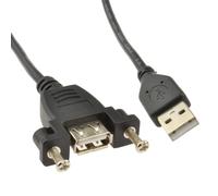 kenable USB 2.0 Panel Mount Female A Socket to A Plug Cable 0.15m 15cm