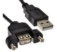 kenable USB 2.0 Panel Mount Extension Cable Female A Socket to Male A Plug 28AWG Shielded 3m Black