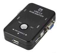 USB 2.0 Peripheral Switch 4 Port for 2 Computers Black(2) | Control 2 PCs with 1 set, 4 USB ports, manual button switch, compact black design, -and-play setup