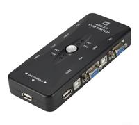 USB 2.0 Peripheral Switch 4 Port for 2 Computers Black(4) | Control 2 PCs with 1 set, 4 USB ports, manual button switch, compact black design, -and-play setup