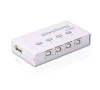 USB 2.0 Printer Sharing Switcher, Silver Metal Plastic Device for Offices | Automatic Peripheral Selection, Status Indicators, Quick Setup, Supports Multifunction and Receipt Printers for Teams