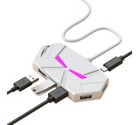 USB 2.0 Splitter 7 Port USB Adapter With Fast And Stable Data Transfer Shielded Cable Type C Port Charging Hub With LED Lighting