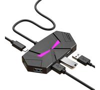 USB 2.0 Splitter 7 Port USB Adapter With Fast And Stable Data Transfer Shielded Cable Type C Port Charging Hub With LED Lighting