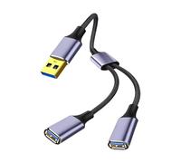 USB 2.0 Splitter Cable with 2 Port Connectors, 2 in 1 0.5M | Nylon Braided Cable Supports Fast Data Transfer for Laptop Phone Devices with Hot Swappable Connection