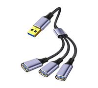 USB 2.0 Splitter Cable with 2 Port Connectors, 3 in 1 0.5M | Nylon Braided Cable Supports Fast Data Transfer for Laptop Phone Devices with Hot Swappable Connection
