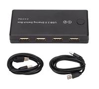 USB 2.0 Switch Selector, 2 in 4 Out USB Switcher for Keyboard Mouse Printer Scanner, Manual Toggle USB Peripheral Sharing Hub with 1.5m Cables for Dual PC Workstations