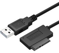 USB 2.0 to 7+6 13Pin Slimline SATA Cable Adapter | 34CM 90° Angled Connector | External CD/DVD-ROM Blu-ray Drive Converter | Laptop Optical Drive Data Transfer