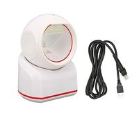 USB 2D 1D Barcode Scanner, Omnidirectional Desktop QR Code Reader with 617nm Red LED, Fast Decoding CMOS Sensor for Phone and Computer Screens, ABS Housing for Retail Supermarkets (White)