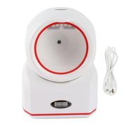 USB 2D 1D Barcode Scanner, Omnidirectional Desktop QR Code Reader with 617nm Red LED, for Phone and Computer Screens, ABS Material Label Scanner for Retail Supermarkets (White)