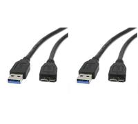 USB 3.0 Cable for Portable Hard Drive/SSD - Compatible with Samsung/Western Digital/Buffalo/Transcend/WD/Seagate/LaCie/Toshiba/Freecom/Iomega and more - USB 3.0 A/Micro-B (1m) (Pack of 2)
