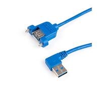USB 3.0 Cable USB3. A Male To Female Jack Panel Mount With Screws To A Right Angled Extension Blue dark 50cm(Blu)