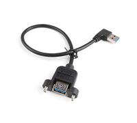 USB 3.0 Cable USB3. A Male To Female Jack Panel Mount With Screws To A Right Angled Extension Blue dark 50cm(Svart)