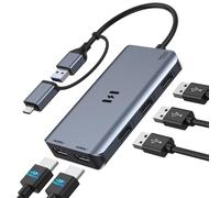 USB 3.0 Docking Station for Mac & Windows,Dual Monitor 2 HDMI Adapter | Dual HDMI Adapter for 2 Monitors, Universal Laptop Docking Station, 3×USB3.0 Port, USB A to USB C Adapter for Macbook Dell HP
