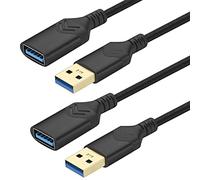USB 3.0 Extension Cable, 0.6M High Speed Extension Cord - 2Pack, 2FT, Male to Female, for Playstation/Xbox/Flash Drive/Card Reader/Hard Drive/Keyboard/Printer/Scanner (Black)