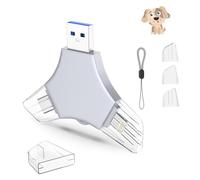 USB 3.0 Flash Drive 64gb for iPhone, 3in1 External Memory Picture Keeper Storage Stick for Photo/Video/Data Saver/Backup, V11.53High Speed Thumb Drives for iPhone/iPad/Android/PC - Bone-White