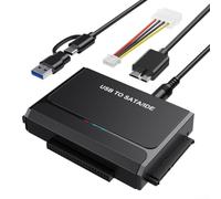 USB 3.0 for SATA IDE Hard Drive Adapter, 5Gbps Fast Transmission 12V Power Supply For 2.5 3.5 Inch HDD, ABS Compact Converter For Desktop Laptop Data Recovery(UK-standard)