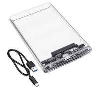 USB 3.0 Hard Drive Enclosure 2.5 Inch SATA to USB 3.0 External HDD SSD Case Tool Free Clear Caddy Support UASP for 7mm 9.5mm Drives