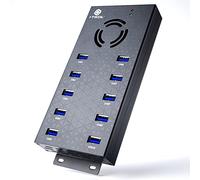 USB 3 0 Hub - 10 Ports Powered USB Hub - Charging & High-Speed Data Transfer USB Expander Hub - up to 5Gbps High-Speed USB Splitter - Aluminum Alloy Multiple USB Port Hub for Laptop Phone Tablet PC