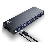 USB 3 0 Hub - 16 Ports Powered USB Hub - Desktop USB Expander Hub - up to 5Gbps High-Speed USB Splitter for Multiple Devices - Aluminum Alloy Multiple USB Hub w/AC Adapter for Laptop Phone Tablet PC